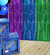 Video Game Foil Fringe Curtains Backdrop Birthday Party Decorations