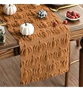 Artoid Mode Caramel Soft Plush Faux Fur Jacquard Pumpkins Fall Table Runner, Seasonal Autumn Kitc...