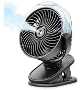 SWEETFULL Portable Misting Clip On Fan, USB-C Rechargeable Mini Personal Cooling Fan with 4 Speed...