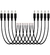 SIM&NAT Male DC 2.1mm x 5.5mm Wire Power Pigtails Adapter Barrel Plug Socket Cables for CCTV Secu...