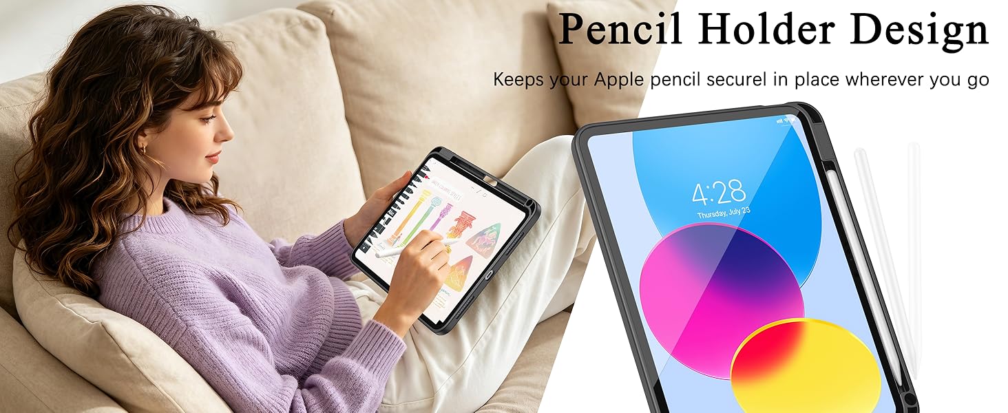 iPad 16 case magnetic with pencil holder easy use pencil