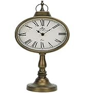 NIKKY HOME Antique Mantel Clock, Gold Retro Desk Clock Silent-Non-Ticking Battery Operated Decora...