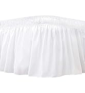 Biscaynebay Wrap Around Bed Skirts for Queen Beds 15" Drop, White Adjustable Elastic Dust Ruffles...