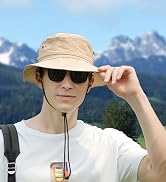 TXJ Sports Fishing Hat for Men Women, Foldable Sun Hat Breathable Bucket Hat UV Protection for Hi...