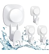 LUXEAR Suction Cup Hooks, Strong Vacuum Wall Hooks for Shower & Kitchen - Removable & Reusable fo...