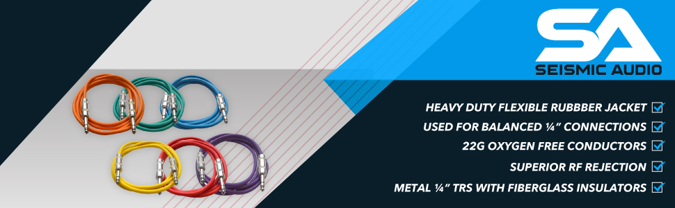 Seismic Audio - 1/4" TRS to 1/4" TRS Patch Cables