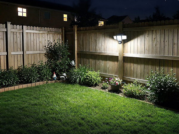 Backyard Fence Perimeter Only Peace of Mind Full 360° security lighting lights up every corner
