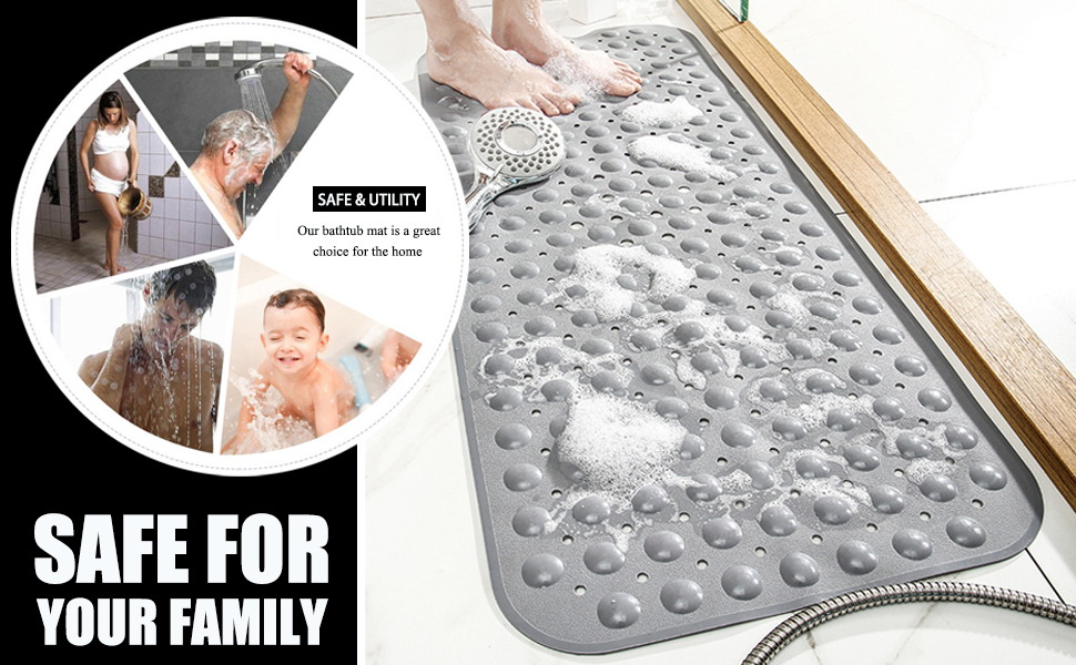 Long 40 x 16 Inch Bathroom Mats for Tub Nonslip - Anti Slip Bathmats -Tub Mat - Bathtub Mat Non Slip