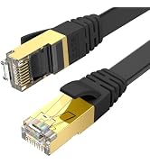 Ercielook CAT8 Ethernet Cable 20 ft High Speed, Shielded Flat Internet Cable, Weatherproof S/FTP ...