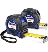 WORKPRO 16FT Tape Measure, 2Pcs Heavy Duty Retractable Tape Measurement, Long Stand Measuring Tap...