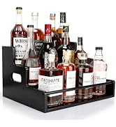 Thalomely Liquor Bottle Display Shelf, 3-Tier Countertop Wine Rack, Black | FSC Bamboo, 12 Bottle...