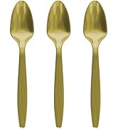 Amcrate Gold Disposable Medium Weight Plastic Spoons - Ideal for Weddings, Party’s, Birthdays, Di...