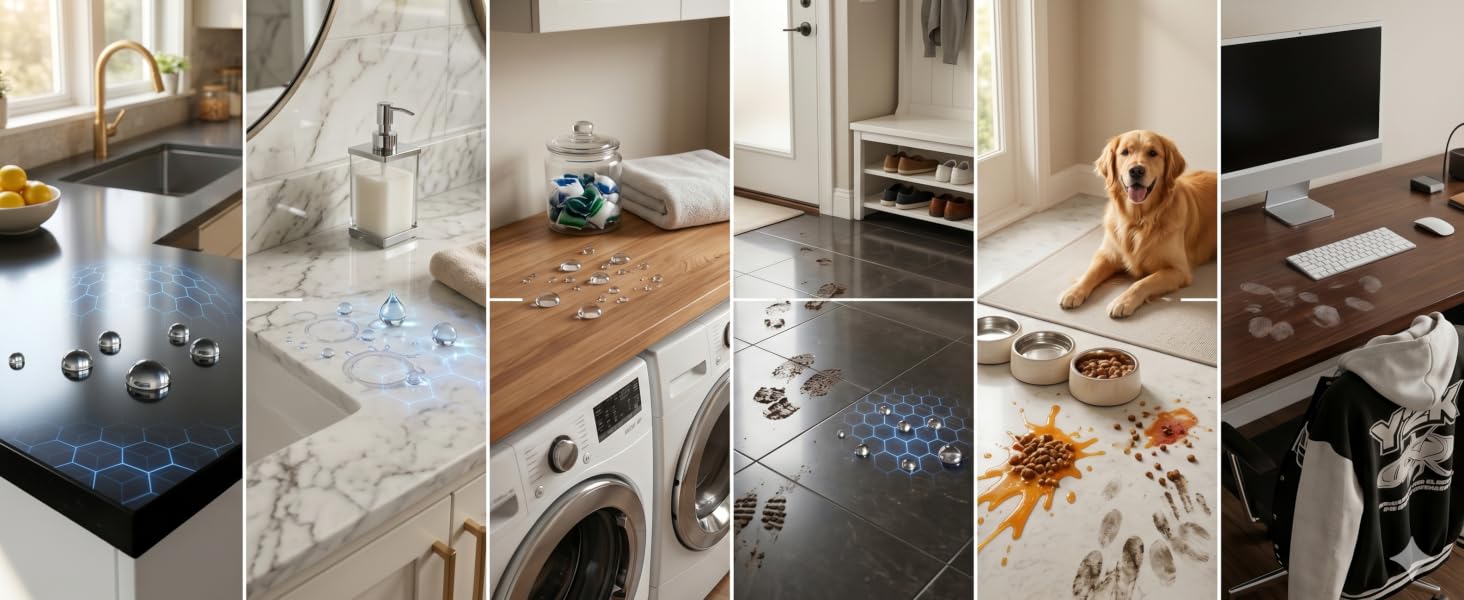 collage of images showing how SqueCle can protect different areas of your home