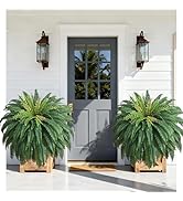48in 96 Leaves Large Fake Ferns-Set of 2 Artificial Plants Outdoor, UV Resistant Artificial Ferns...