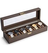 Lonian Watch Box, Watch Case for Men 6 Slots Wood Storage Watch Case Organizer with Glass Display...