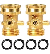 LIULO TOOL Brass Garden Hose Shut-Off Valve, 2 Pack 3/4 Inch Heavy Duty Solid Brass Garden Hose S...