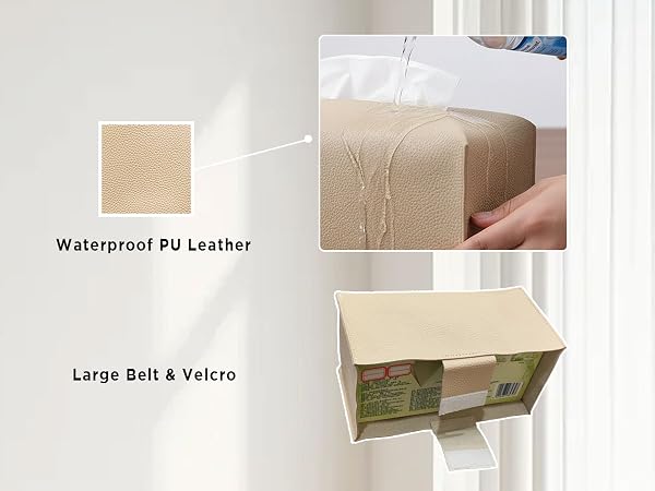 Plus Size Tissue Box Organizer for BathroomCarHotelOffice (9.5’’x5’’x5’’, Black)