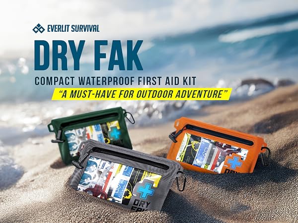 Compact Waterproof First Aid Kit for Divers, Fishing, Beach Day, Camping