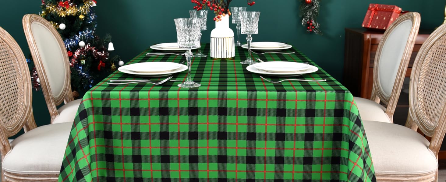 Green Black Checkered table cloth