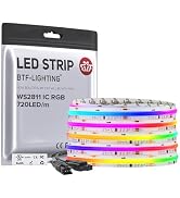 BTF-LIGHTING WS2811 Smart IC RGB FCOB COB LED Strip, UL Listed 720LEDs/m High Density Color Chasi...
