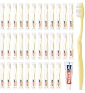 Disposable Toothbrush with Toothpaste Set, Individually Wrapped Soft Bristles Travel Size Manual ...