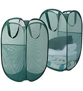 Collapsible Laundry Baskets, 2 Pack Mesh Pop Up Laundry Hamper with Handles, Portable Travel Laun...