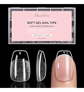 MelodySusie Extra Short Ballerina X Nail Tips - 300Pcs 15 Sizes | Clear Acrylic Pre-Etched, Half ...