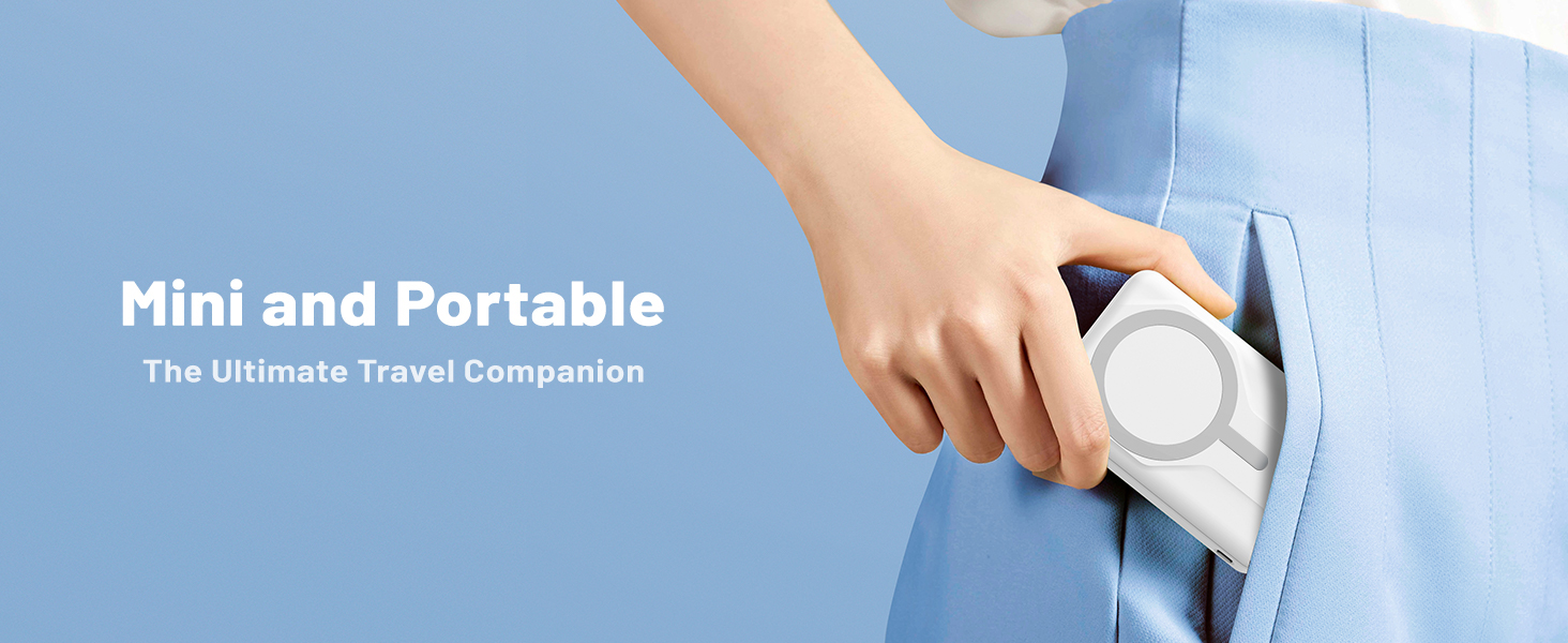 power bank magsafe pocket size for easy carry 10.4 x 6.8 x 2cm 192g