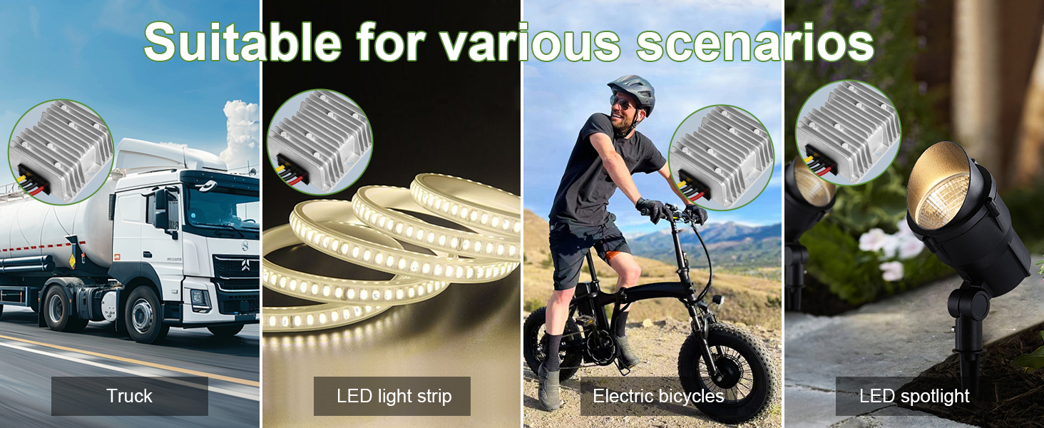 48V Step Down to 12V 20A for Golf Club Car Truck Vehicle Strip Light