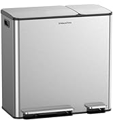 SolaceCove Dual Trash and Recycling Bins for Kitchen, 13+5.3 Gallon Stainless Steel Garbage and R...