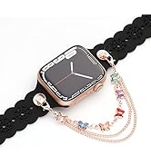 Floral Silicone Band with Charms Stud Compatible with Apple Watch Bands 38mm 40mm 42mm 44mm 41mm ...