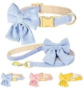 RoseYouth Dog Collar and Leash Set with Bowtie, Cute Girl Dog Collars Metal Buckle Adjustable for...