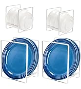 ZOOFOX 4 Pack Plate Holder Organizer, Upright Metal Dish Storage Stand, Dying Display Rack for Ki...