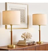 22" Wood Table Lamps Mid Century Modern Lamp for Bedroom Living Room Bedside Lamps for Night Stan...