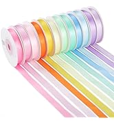 woric 120 Yards Rainbow Ribbon 12 Colors 3/8" x 10 Yards/Roll, Colorful Satin Spring Ribbon for C...