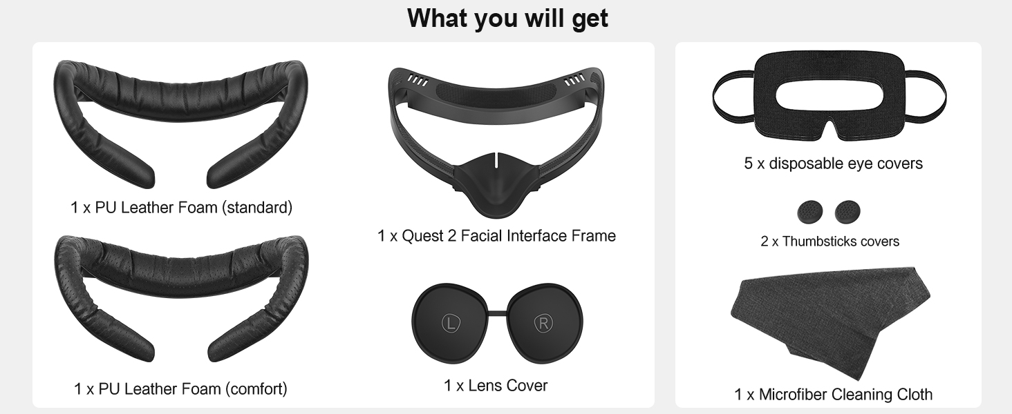 VR Facial Interface for Oculus Quest 2 Face Pad Replacement, Face Cushion Pad