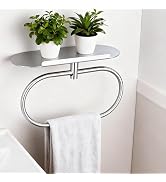 DIYZON Towel Ring with Shelf Steel Self, Stainless Steel Bath Towel Rings, Self Adhesive Hand Tow...