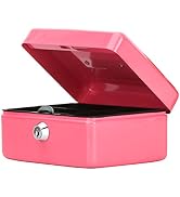 Small Cash Box with Key Lock, Decaller Portable Metal Money Box with Double Layer & 2 Keys for Se...