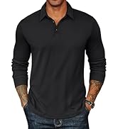 COOFANDY Mens Long Sleeve Polo Shirts Classic Casual Button Polo Tee Lightweight Collared Golf Shirt