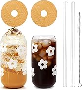 Mason Life Glass Cups with Lids and Straws, Valentine's Day Cups 18OZ Iced Coffee Cups with Lids,...