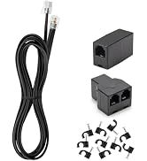 Menewstart Long Telephone Extension Cord 15 FT, Black, Phone Cable Line Wire with Standard RJ11 P...
