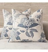Foindtower Set of 2 Linen Floral Vintage Throw Pillow Covers Neutral Accent Print Decorative Cush...