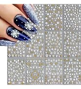 12 Sheets Christmas Nail Stickers Gold White Nail Art Decals Snowflake Snowman Stickers for Nail ...