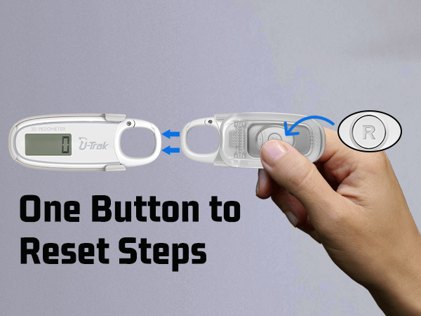 U-Trak 3D Pedometer for Walking with one button to reset steps