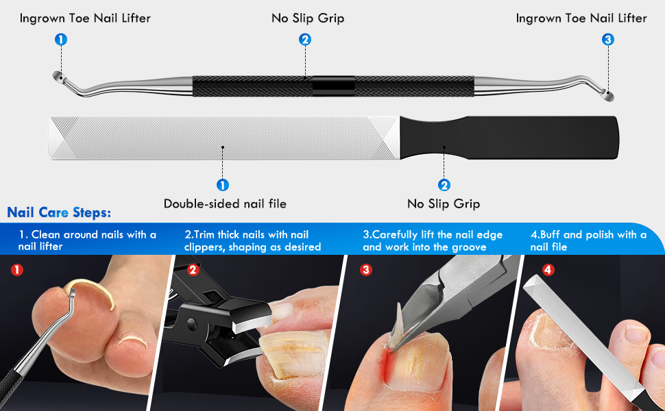 Professional Nail Care Tools: Ingrown Nail Lifter and Nail File