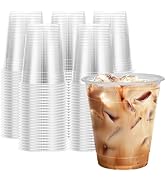 Clawsoff 12 oz Clear Plastic Cups, 300 Count Disposable Coffee Cups No Lids, 12 Ounce Cold Plasti...