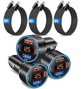 65W 4-Port USB C Super Fast Type C Car Charger for Samsung S26/S25/S24/S23 | 3 Pack Android Car P...