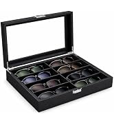 BEWISHOME Glasses Organizer for Men, Sunglasses Organizer, 8-Slot Sunglasses Storage Case with La...
