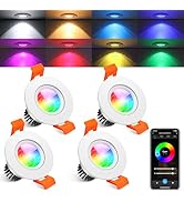 FLETERGIB 2 Inch Smart LED Recessed Lighting, 5W WiFi Dimmable Downlight, RGB Color Changing & CC...