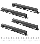 4 Pack 19 Inch 1U Server Rack Cable Management -24 Slot Horizontal Rack Mount Cable Manager with ...